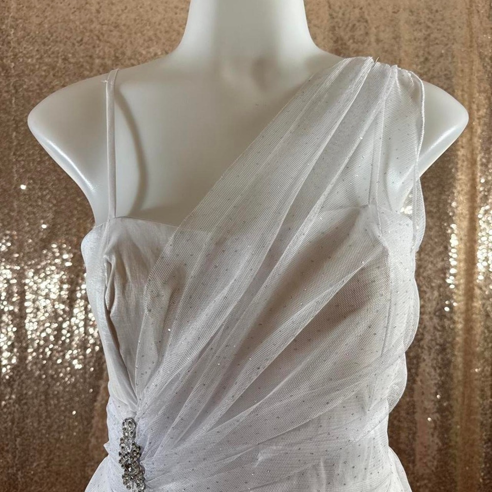 White Sparkly One Shoulder Party Dress NWT/Sizes M-XL-2XL-3XL - Picture 6 of 8